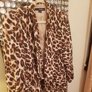 Jacket Size 14W 3/4 Length Sleeve Leopard Print